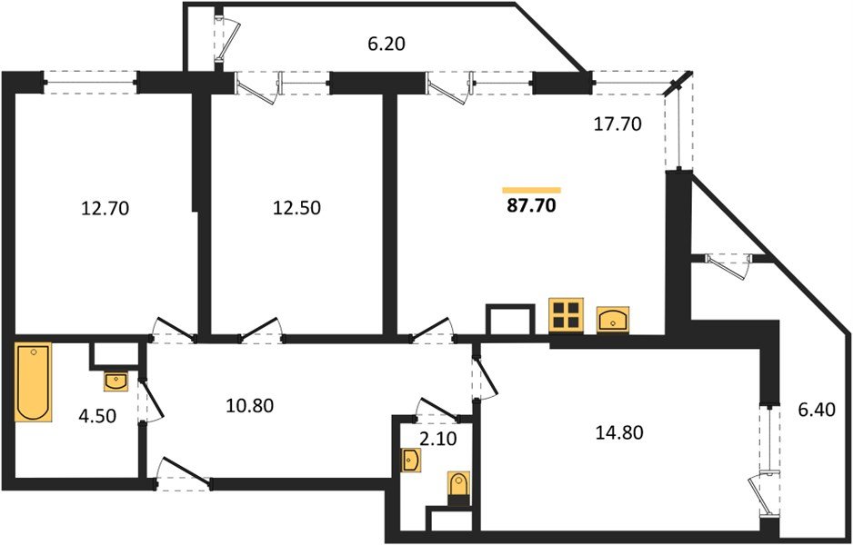 Фото №1: 3-комнатная квартира 87&nbsp;м², 15/24&nbsp;эт. - Краснодар, Карасунский внутригородской округ, Черёмушки, мкр. ЖК Рекорд, ул. Новороссийская, 102/8к5