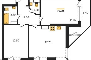 Фото №1: 2-комнатная квартира 70 м², 19/24 эт. - Краснодар, мкр. ЖК Рекорд, ул. Новороссийская, 102/8к5