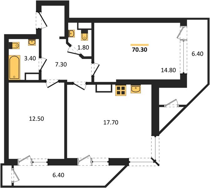 Фото №1: 2-комнатная квартира 70&nbsp;м², 19/24&nbsp;эт. - Краснодар, Карасунский внутригородской округ, Черёмушки, мкр. ЖК Рекорд, ул. Новороссийская, 102/8к5
