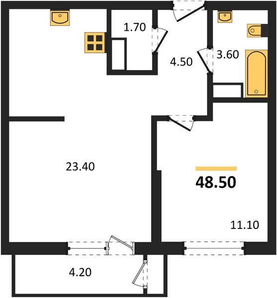 Фото №1: 1-комнатная квартира 48&nbsp;м², 13/24&nbsp;эт. - Краснодар, Карасунский внутригородской округ, Черёмушки, мкр. ЖК Рекорд, ул. Новороссийская, 102/8к5