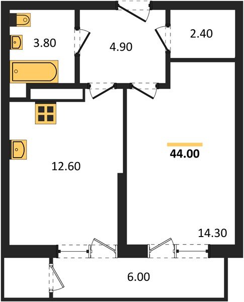 Фото №1: 1-комнатная квартира 44&nbsp;м², 22/24&nbsp;эт. - Краснодар, Карасунский внутригородской округ, Черёмушки, мкр. ЖК Рекорд, ул. Новороссийская, 102/8к5