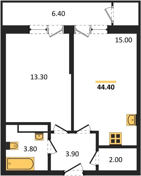 Фото №1: 1-комнатная квартира 44&nbsp;м², 22/24&nbsp;эт. - Краснодар, Карасунский внутригородской округ, Черёмушки, мкр. ЖК Рекорд, ул. Новороссийская, 102/8к5