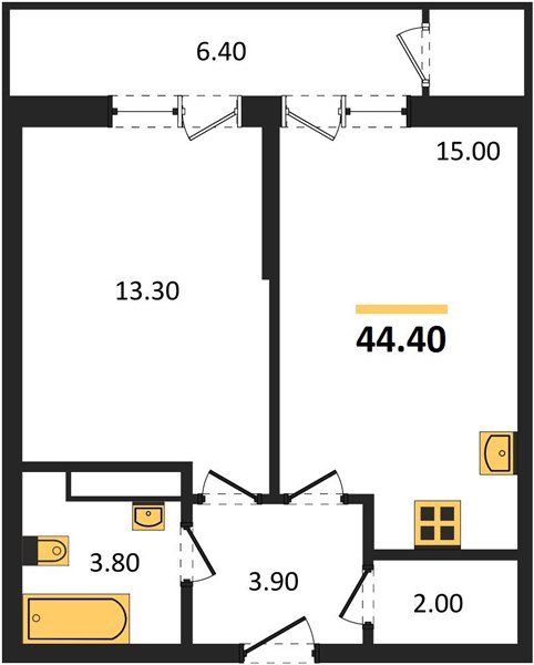 Фото №1: 1-комнатная квартира 44&nbsp;м², 23/24&nbsp;эт. - Краснодар, Карасунский внутригородской округ, Черёмушки, мкр. ЖК Рекорд, ул. Новороссийская, 102/8к5