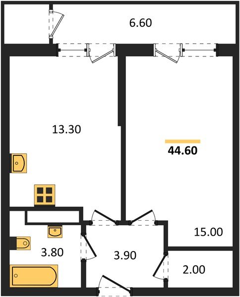 Фото №1: 1-комнатная квартира 44&nbsp;м², 24/24&nbsp;эт. - Краснодар, Карасунский внутригородской округ, Черёмушки, мкр. ЖК Рекорд, ул. Новороссийская, 102/8к5