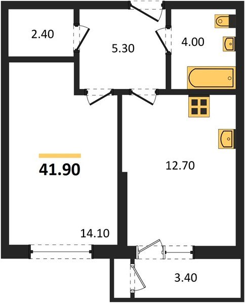 Фото №1: 1-комнатная квартира 41&nbsp;м², 2/24&nbsp;эт. - Краснодар, Карасунский внутригородской округ, Черёмушки, мкр. ЖК Рекорд, ул. Новороссийская, 102/8к5