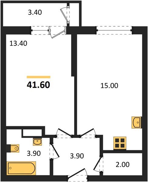 Фото №1: 1-комнатная квартира 41&nbsp;м², 7/24&nbsp;эт. - Краснодар, Карасунский внутригородской округ, Черёмушки, мкр. ЖК Рекорд, ул. Новороссийская, 102/8к5