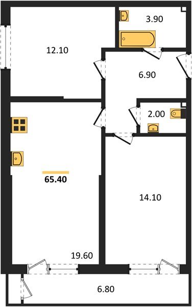Фото №1: 2-комнатная квартира 65&nbsp;м², 2/24&nbsp;эт. - Краснодар, Карасунский внутригородской округ, Черёмушки, мкр. ЖК Рекорд, ул. Новороссийская, 102И