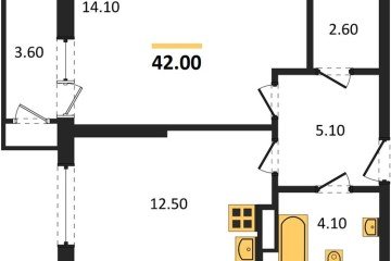Фото №1: 1-комнатная квартира 42 м², 9/24 эт. - Краснодар, мкр. ЖК Рекорд, ул. Новороссийская, 102И