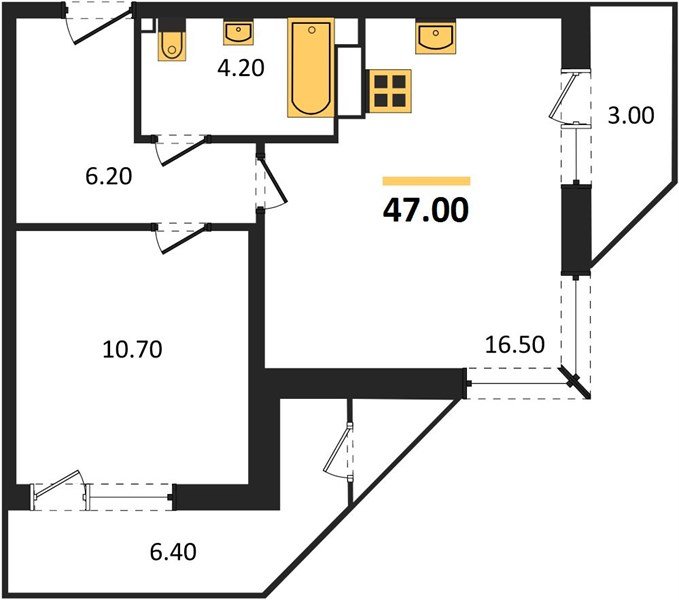 Фото №1: 1-комнатная квартира 47&nbsp;м², 5/24&nbsp;эт. - Краснодар, Карасунский внутригородской округ, Черёмушки, мкр. ЖК Рекорд, ул. Новороссийская, 102И