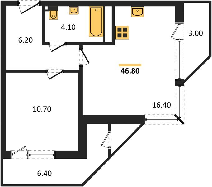 Фото №1: 1-комнатная квартира 46&nbsp;м², 11/24&nbsp;эт. - Краснодар, Карасунский внутригородской округ, Черёмушки, мкр. ЖК Рекорд, ул. Новороссийская, 102И