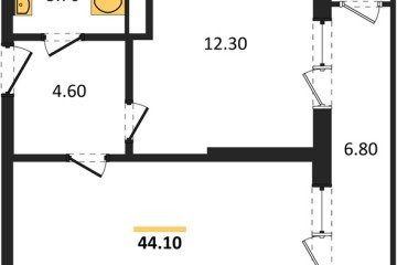 Фото №1: 1-комнатная квартира 44 м², 24/24 эт. - Краснодар, мкр. ЖК Рекорд, ул. Новороссийская, 102И