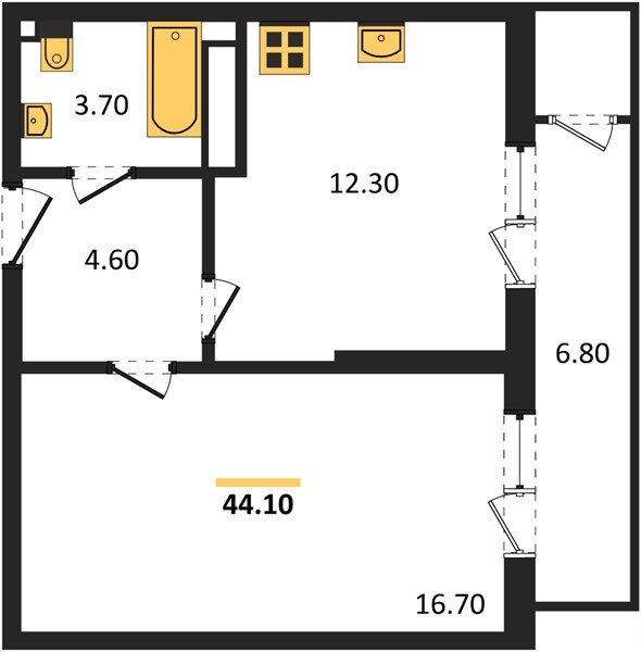 Фото №1: 1-комнатная квартира 44&nbsp;м², 24/24&nbsp;эт. - Краснодар, Карасунский внутригородской округ, Черёмушки, мкр. ЖК Рекорд, ул. Новороссийская, 102И