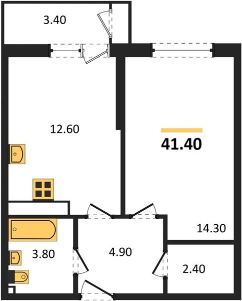 Фото №1: 1-комнатная квартира 41&nbsp;м², 20/24&nbsp;эт. - Краснодар, Карасунский внутригородской округ, Черёмушки, мкр. ЖК Рекорд, ул. Новороссийская, 102И