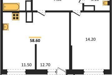 Фото №1: 1-комнатная квартира 58 м², 16/24 эт. - Краснодар, мкр. ЖК Рекорд, ул. Новороссийская, 102И
