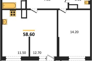 Фото №1: 1-комнатная квартира 58 м², 21/24 эт. - Краснодар, мкр. ЖК Рекорд, ул. Новороссийская, 102И