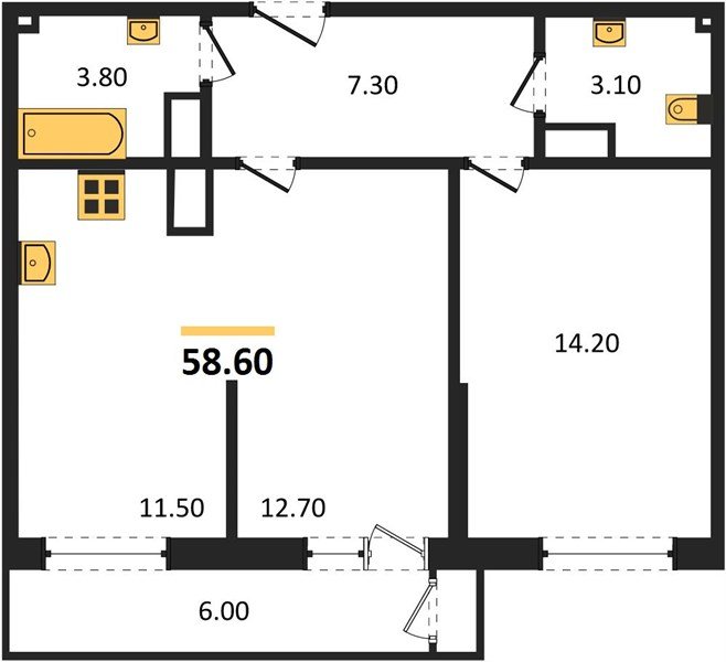 Фото №1: 1-комнатная квартира 58&nbsp;м², 21/24&nbsp;эт. - Краснодар, Карасунский внутригородской округ, Черёмушки, мкр. ЖК Рекорд, ул. Новороссийская, 102И