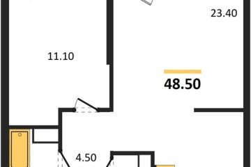 Фото №1: 1-комнатная квартира 48 м², 19/24 эт. - Краснодар, мкр. ЖК Рекорд, ул. Новороссийская, 102И