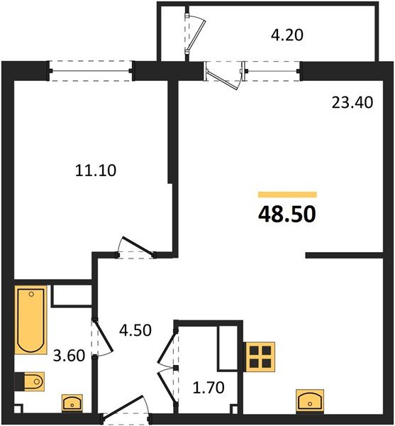 Фото №1: 1-комнатная квартира 48&nbsp;м², 19/24&nbsp;эт. - Краснодар, Карасунский внутригородской округ, Черёмушки, мкр. ЖК Рекорд, ул. Новороссийская, 102И