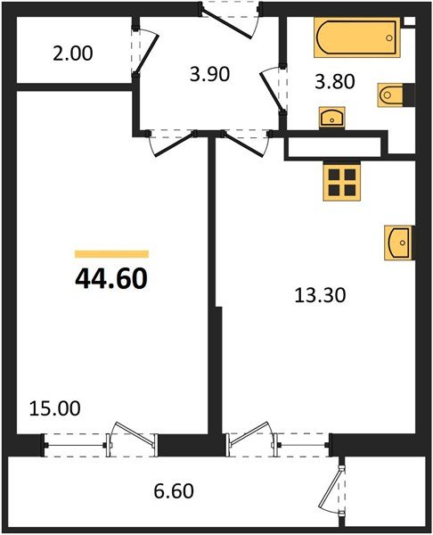 Фото №1: 1-комнатная квартира 44&nbsp;м², 23/24&nbsp;эт. - Краснодар, Карасунский внутригородской округ, Черёмушки, мкр. ЖК Рекорд, ул. Новороссийская, 102И