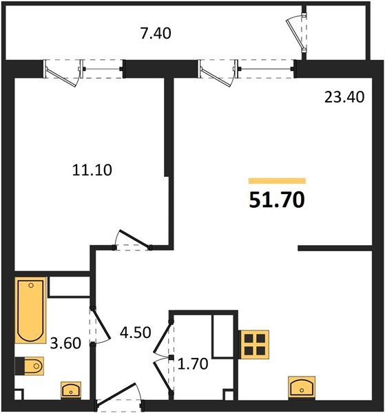 Фото №1: 1-комнатная квартира 51&nbsp;м², 22/24&nbsp;эт. - Краснодар, Карасунский внутригородской округ, Черёмушки, мкр. ЖК Рекорд, ул. Новороссийская, 102И