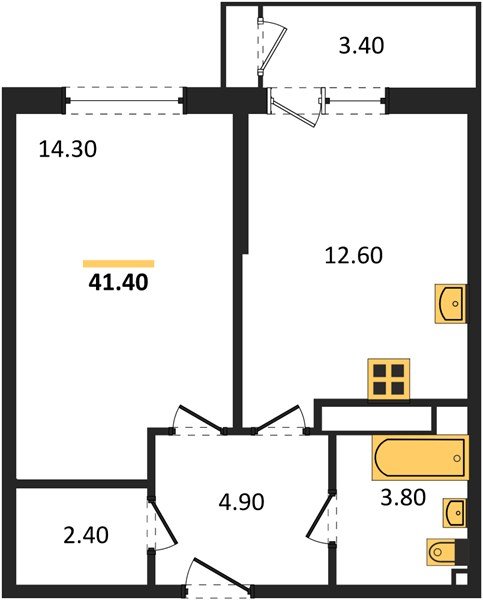 Фото №1: 1-комнатная квартира 41&nbsp;м², 20/24&nbsp;эт. - Краснодар, Карасунский внутригородской округ, Черёмушки, мкр. ЖК Рекорд, ул. Новороссийская, 102И