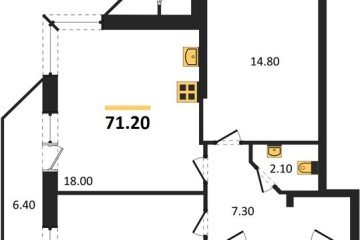 Фото №1: 2-комнатная квартира 71 м², 2/24 эт. - Краснодар, мкр. ЖК Рекорд, ул. Новороссийская, 102/8к6