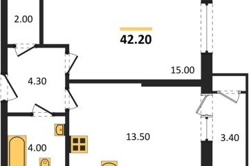 Фото №1: 1-комнатная квартира 42 м², 2/24 эт. - Краснодар, мкр. ЖК Рекорд, ул. Новороссийская, 102/8к6