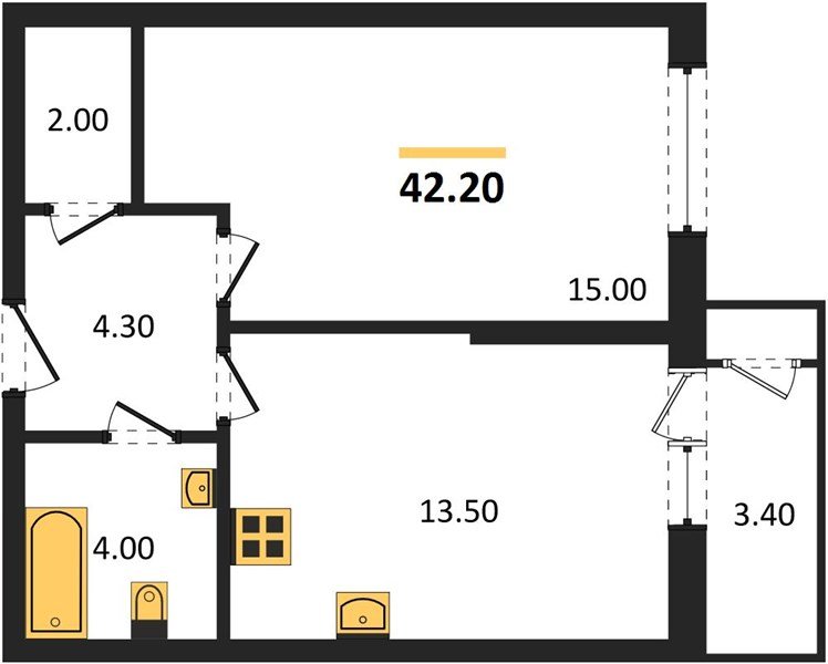 Фото №1: 1-комнатная квартира 42&nbsp;м², 2/24&nbsp;эт. - Краснодар, Карасунский внутригородской округ, Черёмушки, мкр. ЖК Рекорд, ул. Новороссийская, 102/8к6