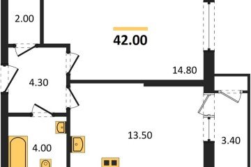 Фото №1: 1-комнатная квартира 42 м², 2/24 эт. - Краснодар, мкр. ЖК Рекорд, ул. Новороссийская, 102/8к6