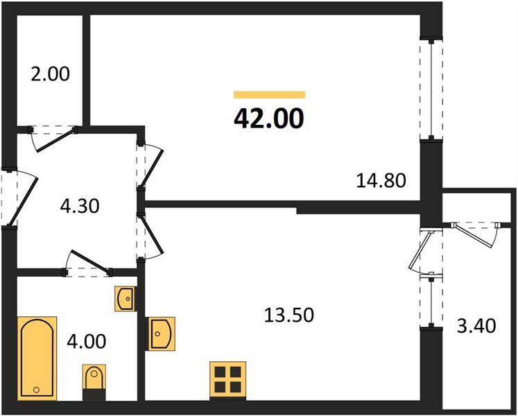 Фото №1: 1-комнатная квартира 42&nbsp;м², 2/24&nbsp;эт. - Краснодар, Карасунский внутригородской округ, Черёмушки, мкр. ЖК Рекорд, ул. Новороссийская, 102/8к6