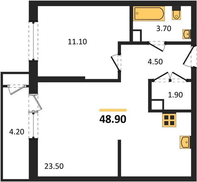 Фото №1: 1-комнатная квартира 48&nbsp;м², 6/24&nbsp;эт. - Краснодар, Карасунский внутригородской округ, Черёмушки, мкр. ЖК Рекорд, ул. Новороссийская, 102/8к6