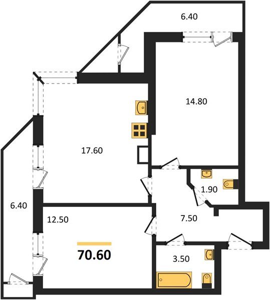 Фото №1: 2-комнатная квартира 70&nbsp;м², 4/24&nbsp;эт. - Краснодар, Карасунский внутригородской округ, Черёмушки, мкр. ЖК Рекорд, ул. Новороссийская, 102/8к6