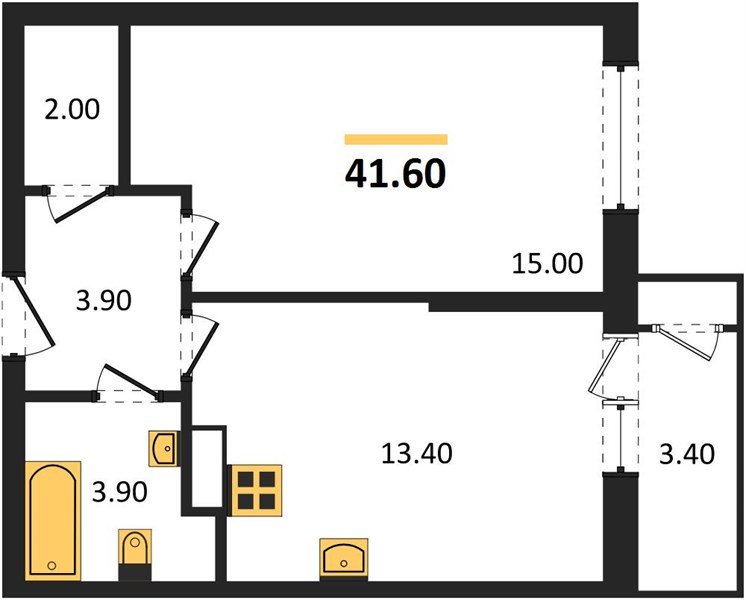 Фото №1: 1-комнатная квартира 41&nbsp;м², 8/24&nbsp;эт. - Краснодар, Карасунский внутригородской округ, Черёмушки, мкр. ЖК Рекорд, ул. Новороссийская, 102/8к6