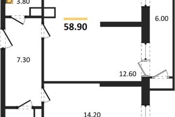 Фото №1: 1-комнатная квартира 58 м², 5/24 эт. - Краснодар, мкр. ЖК Рекорд, ул. Новороссийская, 102/8к6