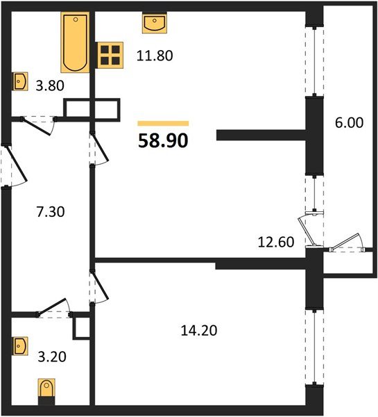 Фото №1: 1-комнатная квартира 58&nbsp;м², 9/24&nbsp;эт. - Краснодар, Карасунский внутригородской округ, Черёмушки, мкр. ЖК Рекорд, ул. Новороссийская, 102/8к6