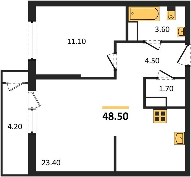 Фото №1: 1-комнатная квартира 48&nbsp;м², 12/24&nbsp;эт. - Краснодар, Карасунский внутригородской округ, Черёмушки, мкр. ЖК Рекорд, ул. Новороссийская, 102/8к6