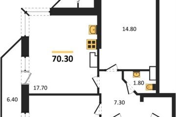 Фото №1: 2-комнатная квартира 70 м², 13/24 эт. - Краснодар, мкр. ЖК Рекорд, ул. Новороссийская, 102/8к6
