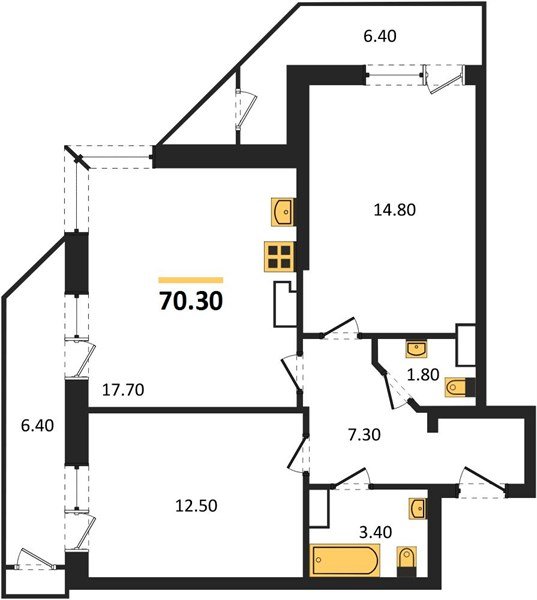 Фото №1: 2-комнатная квартира 70&nbsp;м², 18/24&nbsp;эт. - Краснодар, Карасунский внутригородской округ, Черёмушки, мкр. ЖК Рекорд, ул. Новороссийская, 102/8к6