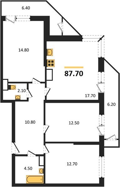 Фото №1: 3-комнатная квартира 87&nbsp;м², 18/24&nbsp;эт. - Краснодар, Карасунский внутригородской округ, Черёмушки, мкр. ЖК Рекорд, ул. Новороссийская, 102/8к6