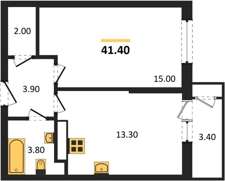 Фото №1: 1-комнатная квартира 41&nbsp;м², 15/24&nbsp;эт. - Краснодар, Карасунский внутригородской округ, Черёмушки, мкр. ЖК Рекорд, ул. Новороссийская, 102/8к6