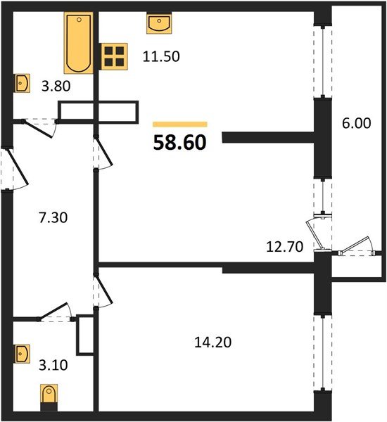 Фото №1: 1-комнатная квартира 58&nbsp;м², 14/24&nbsp;эт. - Краснодар, Карасунский внутригородской округ, Черёмушки, мкр. ЖК Рекорд, ул. Новороссийская, 102/8к6