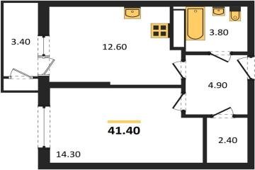 Фото №1: 1-комнатная квартира 41 м², 17/24 эт. - Краснодар, мкр. ЖК Рекорд, ул. Новороссийская, 102/8к6