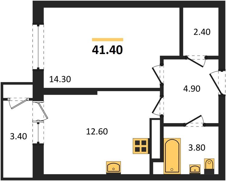 Фото №1: 1-комнатная квартира 41&nbsp;м², 21/24&nbsp;эт. - Краснодар, Карасунский внутригородской округ, Черёмушки, мкр. ЖК Рекорд, ул. Новороссийская, 102/8к6
