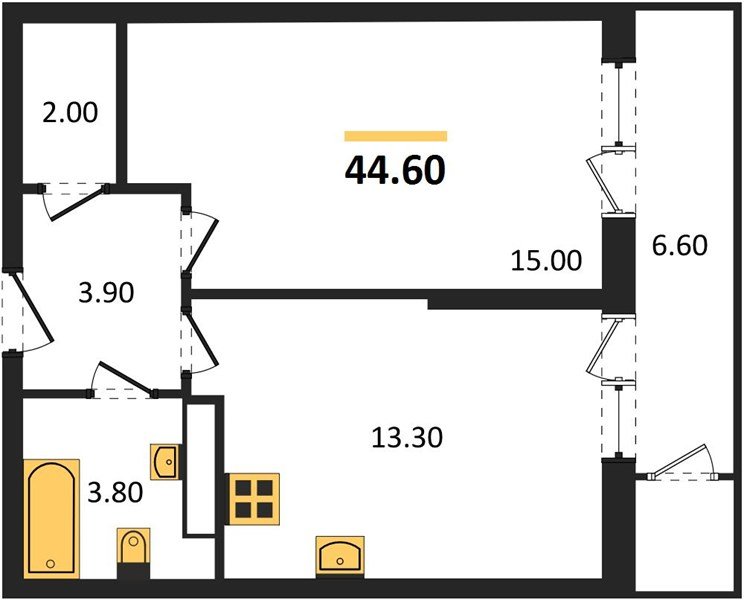 Фото №1: 1-комнатная квартира 44&nbsp;м², 22/24&nbsp;эт. - Краснодар, Карасунский внутригородской округ, Черёмушки, мкр. ЖК Рекорд, ул. Новороссийская, 102/8к6