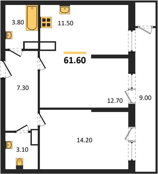 Фото №1: 1-комнатная квартира 61&nbsp;м², 23/24&nbsp;эт. - Краснодар, Карасунский внутригородской округ, Черёмушки, мкр. ЖК Рекорд, ул. Новороссийская, 102/8к6