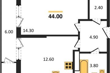 Фото №1: 1-комнатная квартира 44 м², 24/24 эт. - Краснодар, мкр. ЖК Рекорд, ул. Новороссийская, 102/8к6