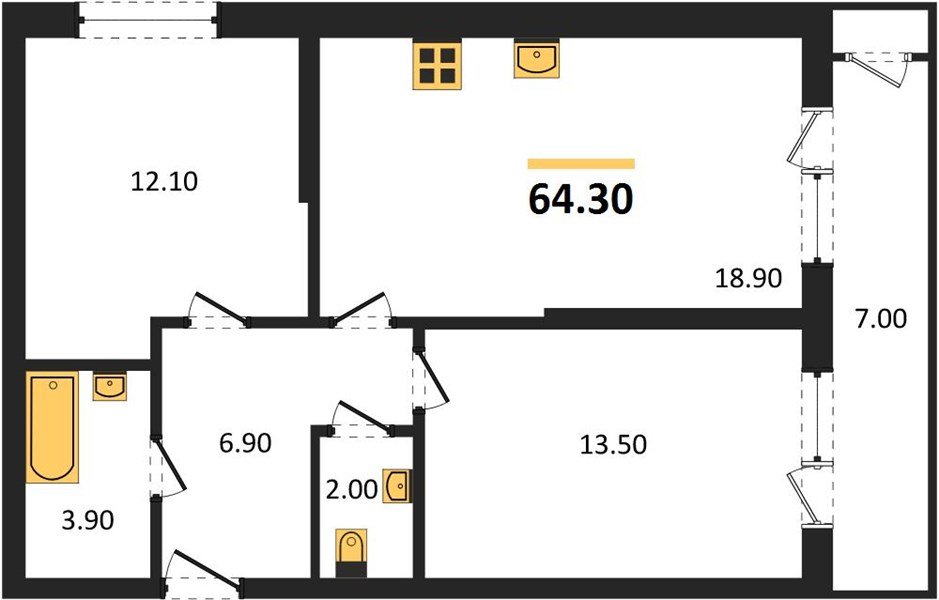 Фото №1: 2-комнатная квартира 64&nbsp;м², 2/24&nbsp;эт. - Краснодар, Карасунский внутригородской округ, Черёмушки, мкр. ЖК Рекорд, ул. Новороссийская, 102/8к6