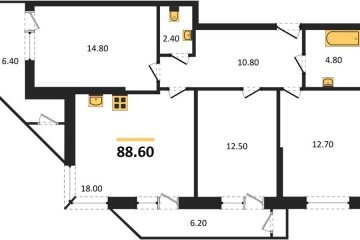 Фото №1: 3-комнатная квартира 88 м², 2/24 эт. - Краснодар, мкр. ЖК Рекорд, ул. Новороссийская, 102/8к6