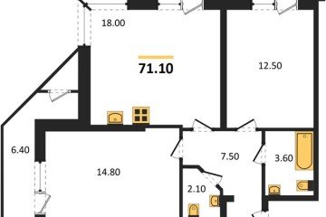 Фото №1: 2-комнатная квартира 71 м², 2/24 эт. - Краснодар, мкр. ЖК Рекорд, ул. Новороссийская, 102/8к6