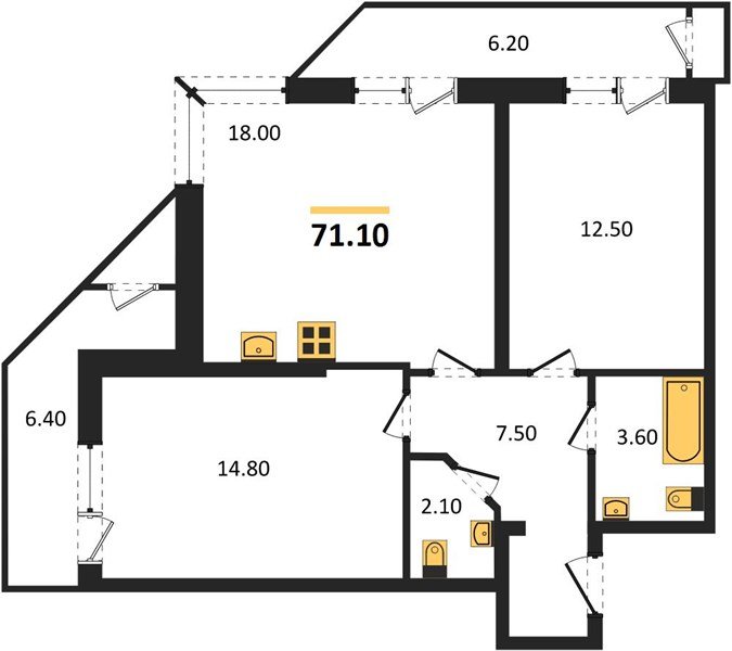 Фото №1: 2-комнатная квартира 71&nbsp;м², 2/24&nbsp;эт. - Краснодар, Карасунский внутригородской округ, Черёмушки, мкр. ЖК Рекорд, ул. Новороссийская, 102/8к6